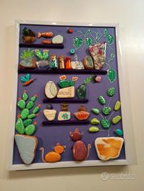 Quadretto castus , vetrini e piastrelline di mare 