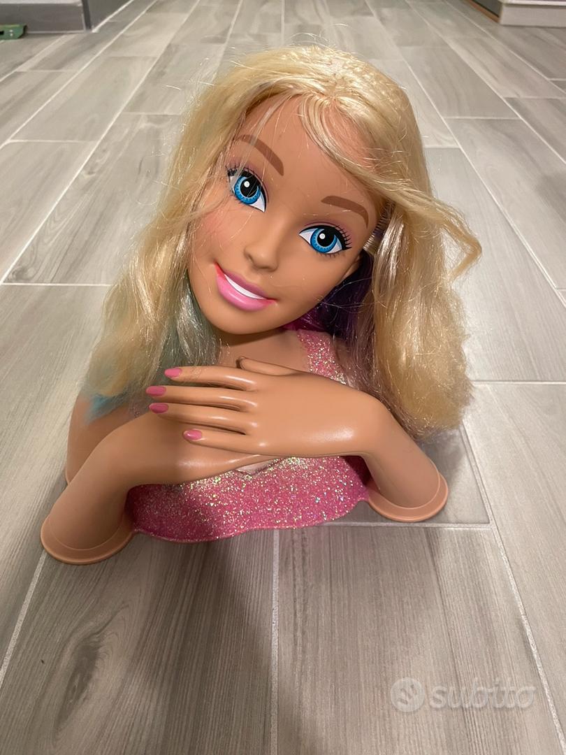 gioco testa barbie con accessori giocattolo per bambina da pettinare 