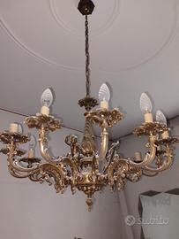 lampadario vintage in ottone