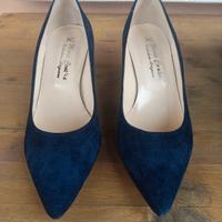 Décolleté blu in camoscio n. 38, tacco 6 cm