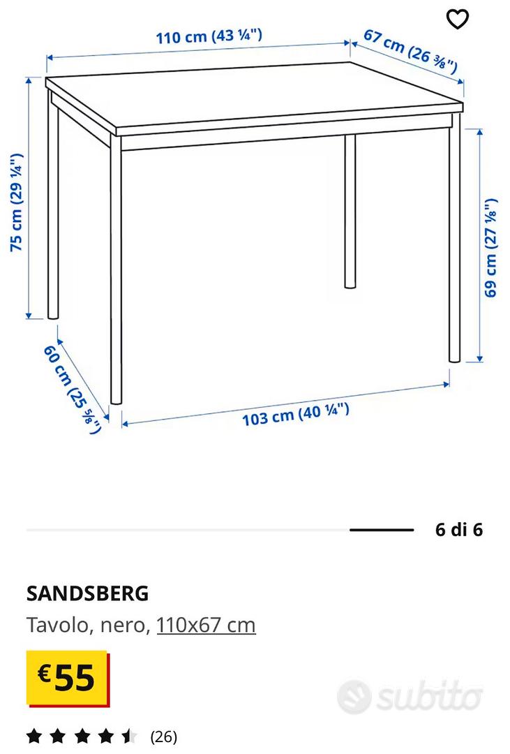 SANDSBERG tavolo, nero, 110x67 cm - IKEA Italia