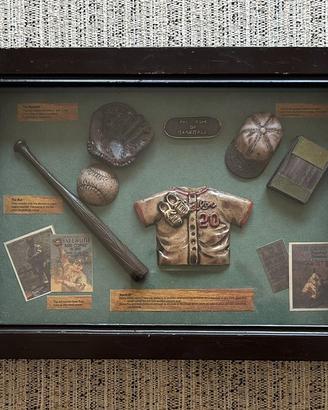 Shadow box "storia del basball", legno e vetro 20x
