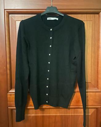 Cardigan Nero ZARA con Bottoni Gioiello - Taglia M
