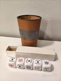 Cognac Martell set 5 dadi poker + bicchiere cuoio