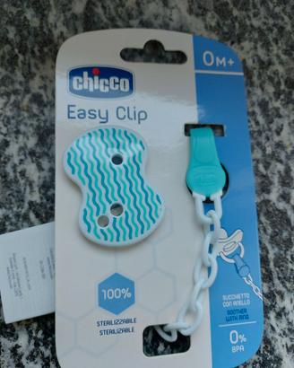 Porta ciuccio chiccoeasy clip azzurro