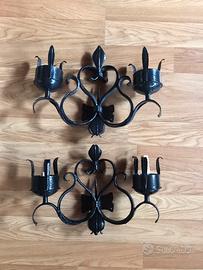 coppia Applique in ferro battuto vintage