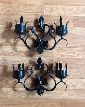 coppia Applique in ferro battuto vintage