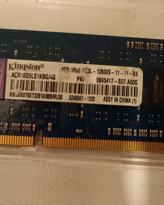 RAM Kingston 4GB - PC3L-12800 DDR3-1600MHz
