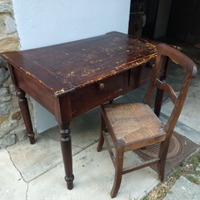 Tavolo scrittoio ex merceria con sedia