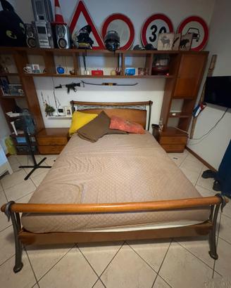 Letto in radica e ferro battuto