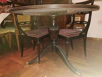 TAVOLO ROTONDO LACCATO CON 4 SEDIE- MODERNARIATO