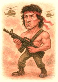 Poster Caricatura John Rambo