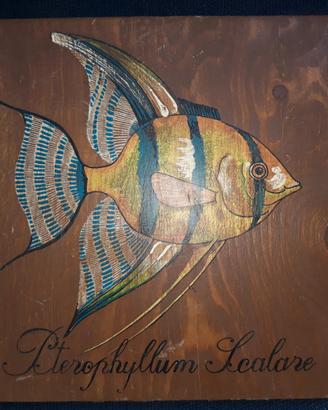 Quadro su legno pesce scalare pterophyllum scalare