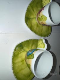 Thun sei tazze da caffè e piattino forma di foglia