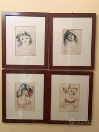 4 Quadri Vintage Firmati "Andreoli" con cornice.