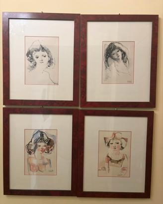 4 Quadri Vintage Firmati "Andreoli" con cornice.