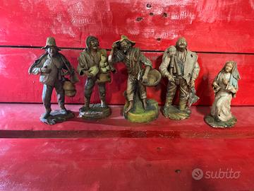 Lotto 5 Statuette Presepe Artigianale
