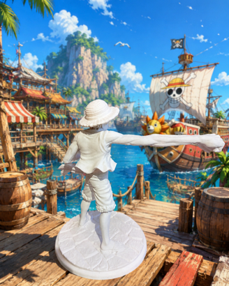 Statuina pirata anime con cappello di paglia