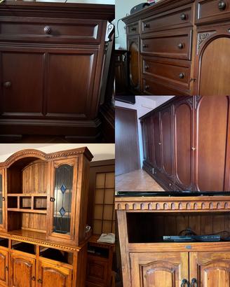 Mobili in legno armadio, cassettiera e credenza