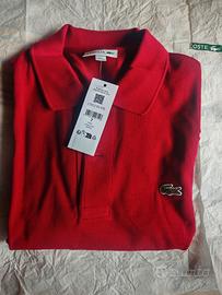 Polo LACOSTE  conf. originale rossa m. lunghe