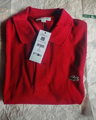 Polo LACOSTE  conf. originale rossa m. lunghe