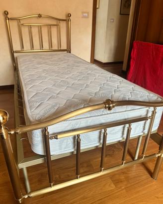 Letto singolo ottone rete e materasso Altrenotti