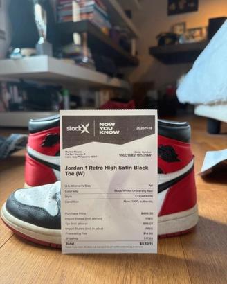 Jordan 1 Retro High Satin Red Black Toe