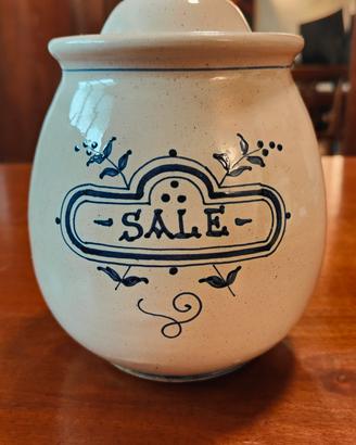 Barattolo vintage in ceramica per il sale