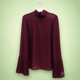 Blusa Sisley Bordeaux Elegante XS Fiocco Maniche P