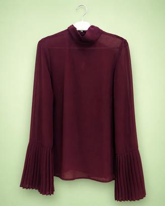 Blusa Sisley Bordeaux Elegante XS Fiocco Maniche P
