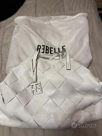 Borsa REBELLE in vera pelle bianca, NUOVA!