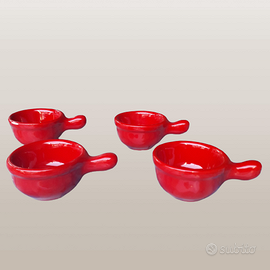 set di 4 tazzine caffe rosse
