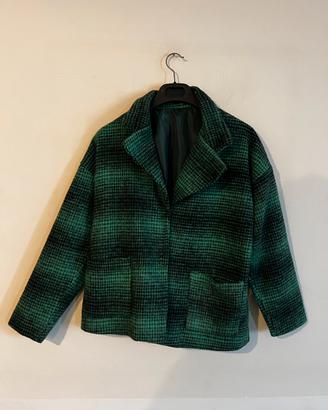 Cappotto a quadri verde da donna – Taglia unica