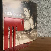 Ferma libri reggi vinili rosso metallo design