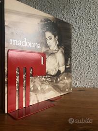 Ferma libri reggi vinili rosso metallo design