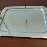 vassoio rettangolare inox decori in oro