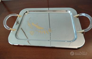vassoio rettangolare inox decori in oro