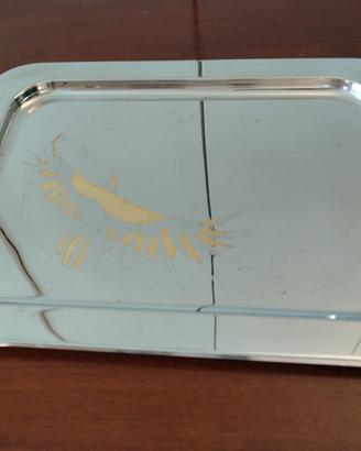 vassoio rettangolare inox decori in oro