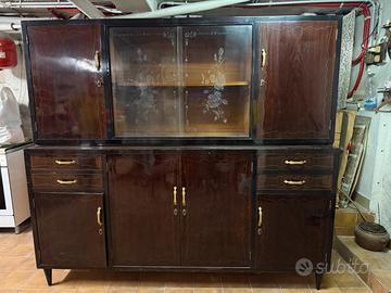Credenza vetrina vintage anni 40-50 in legno