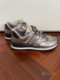 New Balance sneakers pelle argento 37.5