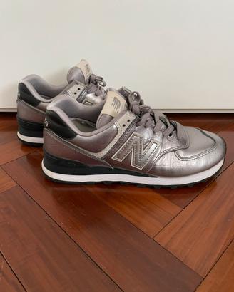 New Balance sneakers pelle argento 37.5