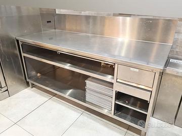 tavolo inox da lavoro con alzatina usato