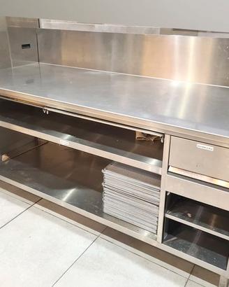 tavolo inox da lavoro con alzatina usato