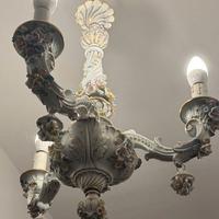 Lampadario Capodimonte a 3 bracci anni '60