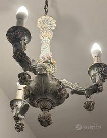 Lampadario Capodimonte a 3 bracci anni '60