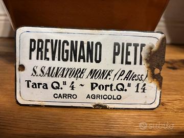 Insegna tabella targa vintage smaltata