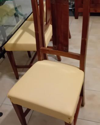 tavolo cristallo e ferro battuto con sedie