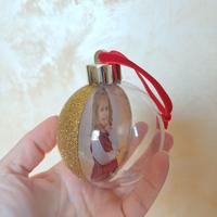 n.8 palle nuove natale oro con foto 7,8x7,8 cm