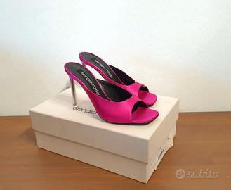 Sandali con tacco, raso, rosa, Sergio Rossi, n.38