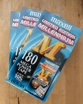 lotto 3 VHS vergini maxell E 180 sigillate